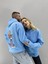 Mavi Mee To Baskılı Sweatshirt Sevgili Çift Kombini İkili Set 3