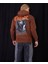 Kahverengi Tupac Baskılı Oversize Kapuşonlu Erkek Sweatshirt 1