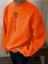 Turuncu Gül Baskılı Oversize Bisiklet Yaka Erkek Sweatshirt 1