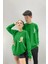 Unisex Yeşil Bugs Bunny Baskılı Bisiklet Yaka Sevgili Çift Kombini 2'li Set 1