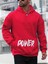 Kırmızı Power Baskılı Oversize Kapüşonlu Erkek Sweatshirt 1