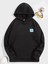 Siyah Kare Gülücük Baskılı Oversize Kapüşonlu Erkek Sweatshirt 4