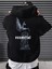 Siyah Essential Baskılı Oversize Kapüşonlu Erkek Sweatshirt 1