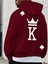 Bordo Maça Papaz Baskılı Oversize Kapüşonlu Erkek Sweatshirt 1