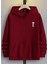 Bordo Maça Papaz Baskılı Oversize Kapüşonlu Erkek Sweatshirt 2