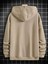 Bej Dikey Baskılı Oversize Kapüşonlu Erkek Sweatshirt 2