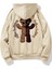 Bej After Before Bathing Baskılı Oversize Kapüşonlu Erkek Sweatshirt 1
