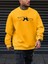 Sarı Patience Baskılı Oversize Bisiklet Yaka Erkek Sweatshirt 1