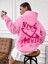 Pembe Nice Summer Baskılı Oversize Kapüşonlu Unisex Sweatshirt 1
