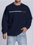 Lacivert Oversize Kırmızı Beyaz Çizgili Paris Baskılı Erkek Sweatshirt 1