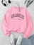 Pembe California Baskılı Oversize Bisiklet Yaka Kadın Sweatshirt 1