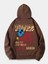 Kahverengi Dünya World Wide Baskılı Oversize Kapüşonlu Erkek Sweatshirt 1