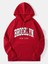 Kırmızı Brooklyn New York Baskılı Oversize Kapüşonlu Erkek Sweatshirt 1