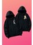 Siyah Bucks Bunny Baskılı Oversize Kapüşonlu Sweatshirt Sevgili Kombini 1