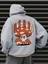 Açık Gri Mushroom Mantar Baskılı Oversize Kapüşonlu Erkek Sweatshirt 1