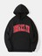 Siyah Brooklyn Oval Yazı Baskılı Oversize Kapüşonlu Erkek Sweatshirt 1