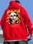 Kırmızı Lovely Panda Baskılı Oversize Kapüşonlu Erkek Sweatshirt 1