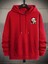 Kırmızı Lovely Panda Baskılı Oversize Kapüşonlu Erkek Sweatshirt 3
