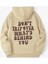 Bej Don't Trip Over Baskılı Oversize Kapüşonlu Erkek Sweatshirt 1