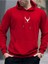 Kırmızı Geyik Baskılı Oversize Kapüşonlu Erkek Sweatshirt 1