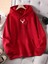 Kırmızı Geyik Baskılı Oversize Kapüşonlu Erkek Sweatshirt 2