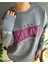Gri Brooklynn Baskılı Oversize Bisiklet Yaka Kadın Sweatshirt 2