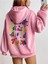 Pembe Waving Baskılı Oversize Kapüşonlu Unisex Sweatshirt 1