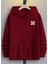Bordo 32 Baskılı Oversize Kapüşonlu Erkek Sweatshirt 2