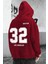 Bordo 32 Baskılı Oversize Kapüşonlu Erkek Sweatshirt 3
