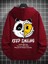 Bordo Keep Smiling Baskılı Oversize Kapüşonlu Erkek Sweatshirt 1