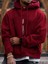 Bordo Dikey Baskılı Oversize Kapüşonlu Erkek Sweatshirt 1