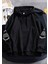 Siyah Kol Baskılı Oversize Kapüşonlu Erkek Sweatshirt 1