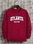 Atlanta Geogria Baskılı Kırmızı Oversize Bisiklet Yaka Sweatshirt 1