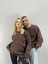 Unisex Kahverengi Melek Kanadı Baskılı Bisiklet Yaka Sevgili Çift Kombini 2'li Set 2