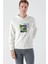 Slim Fit Kapşonlu Önü Baskılı 2 İplik Erkek Sweatshirt 3