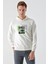 Slim Fit Kapşonlu Önü Baskılı 2 İplik Erkek Sweatshirt 4