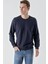 Slim Fit Bisiklet Yaka Düz Renk 2 İplik Erkek Sweatshirt 1