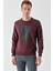 Slim Fit Bisiklet Yaka Önü Baskılı 2 İplik Erkek Sweatshirt 3