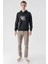 Slim Fit Kapşonlu Önü Baskılı 2 İplik Erkek Sweatshirt 2