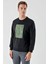 Slim Fit Bisiklet Yaka Önü Baskılı 2 İplik Erkek Sweatshirt 2