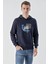 Slim Fit Kapşonlu Önü Baskılı 2 İplik Erkek Sweatshirt 1