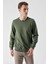 Slim Fit Bisiklet Yaka Düz Renk 2 İplik Erkek Sweatshirt 4