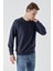 Slim Fit Bisiklet Yaka Düz Renk 2 İplik Erkek Sweatshirt 2