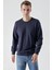 Slim Fit Bisiklet Yaka Düz Renk 2 İplik Erkek Sweatshirt 5