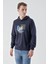 Slim Fit Kapşonlu Önü Baskılı 2 İplik Erkek Sweatshirt 4