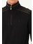 Fermuarlı Regular Fit Deri Detaylı Uzun Kollu Erkek Selanik Siyah Sweatshirt 4