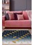 Dijital Salon Halısı Trend Keçe Kaymaz Taban Saçaklı Modern Daire Lacivert 1