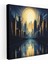 Moonlit Metropolis Tuval Baskısı Art Deco Tarzı Illüstrasyon, Fütüristik Şehir Manzarası, Şık Binalar, Ay Işığı, Tuval Baskısı, Duvar Sanatı 1