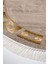 Dijital Mutfak Halısı Yıldız Deri Kaymaz Taban Saçaklı Oval Modern Twyla Camel 4