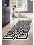 Dijital Mutfak Halısı Yıldız Deri Kaymaz Taban Modern Jem Siyah 1